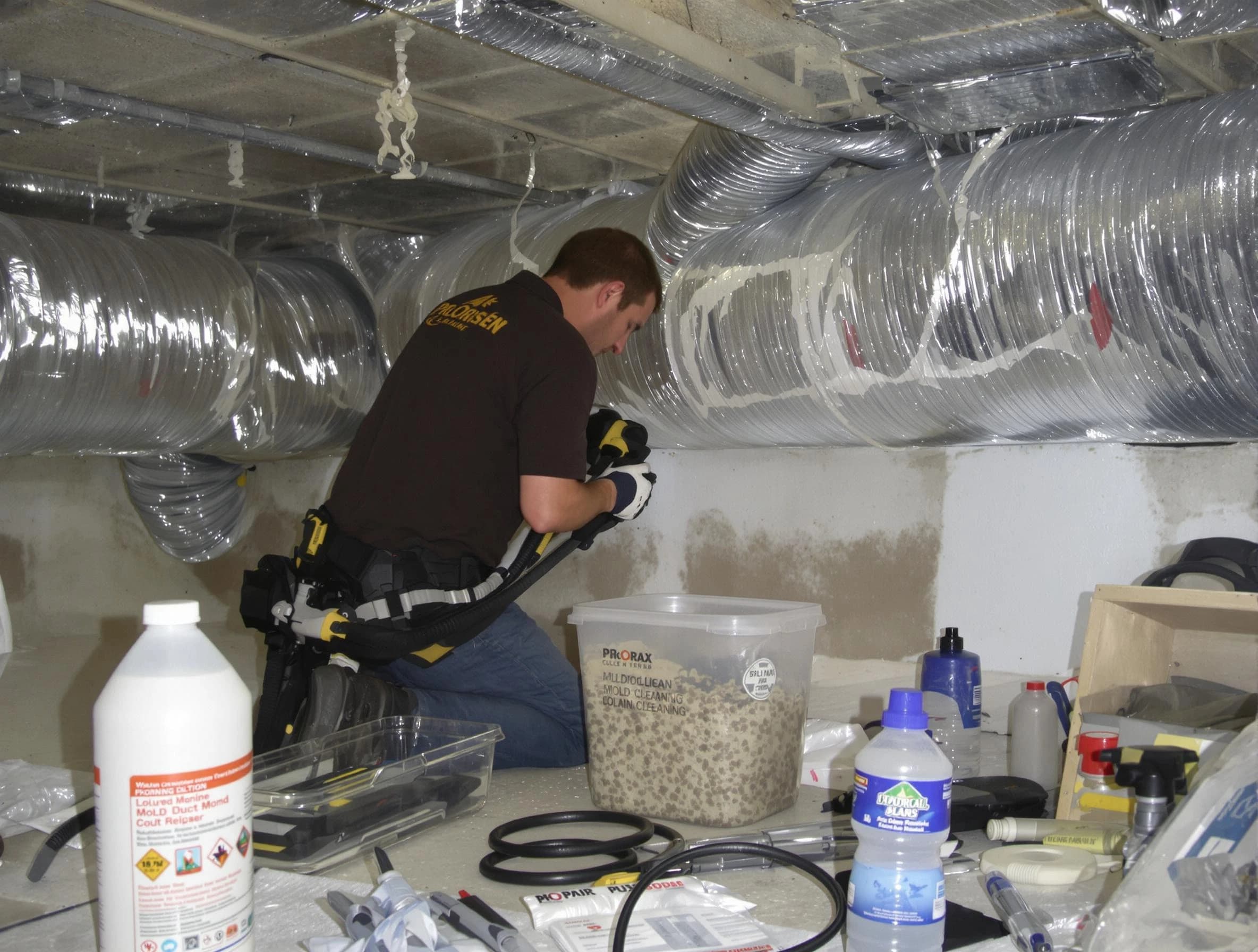 Hiram Air Duct Cleaning specialist performing professional mold removal from air ducts in Hiram