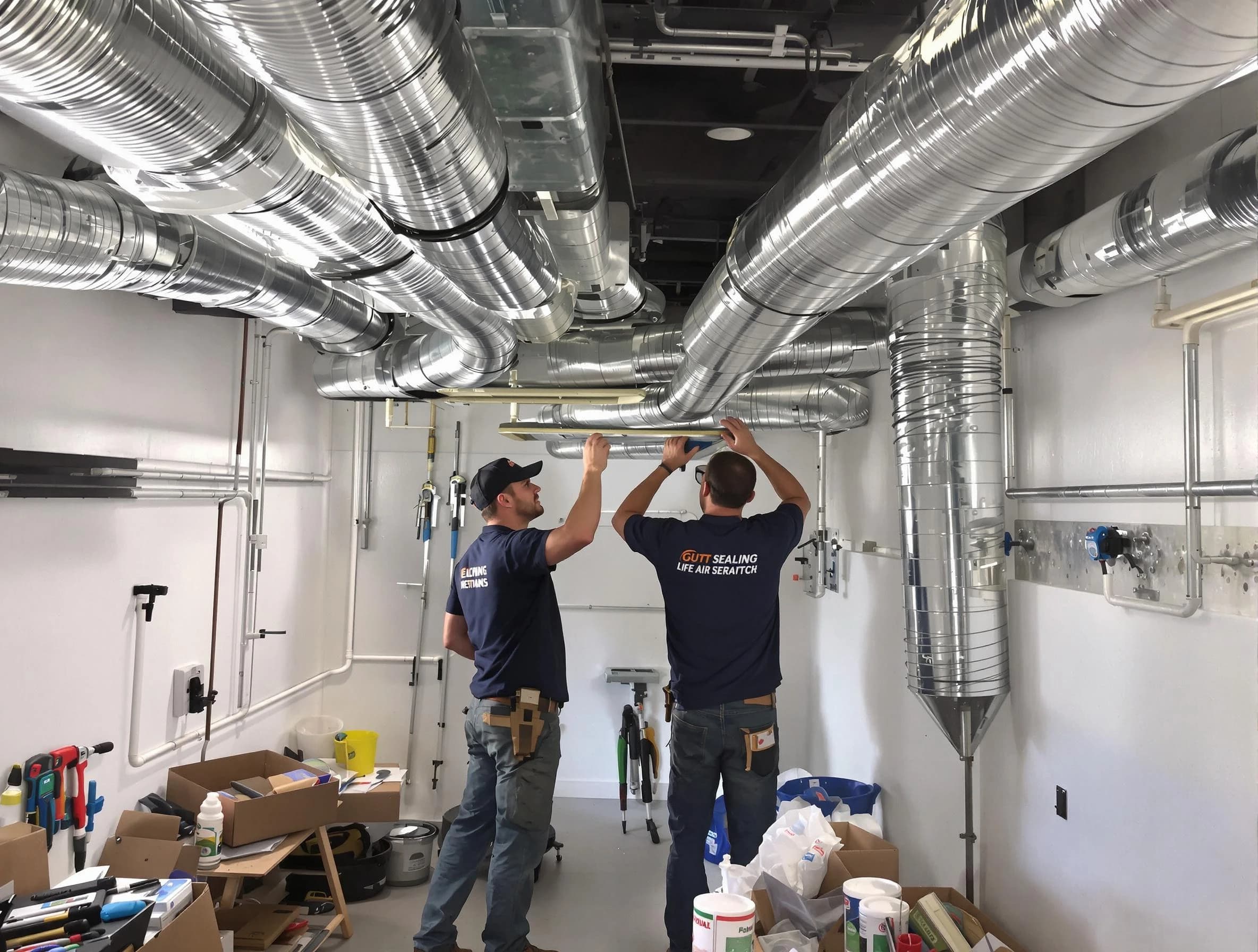 Hiram Air Duct Cleaning technician applying professional duct sealing solutions in Hiram