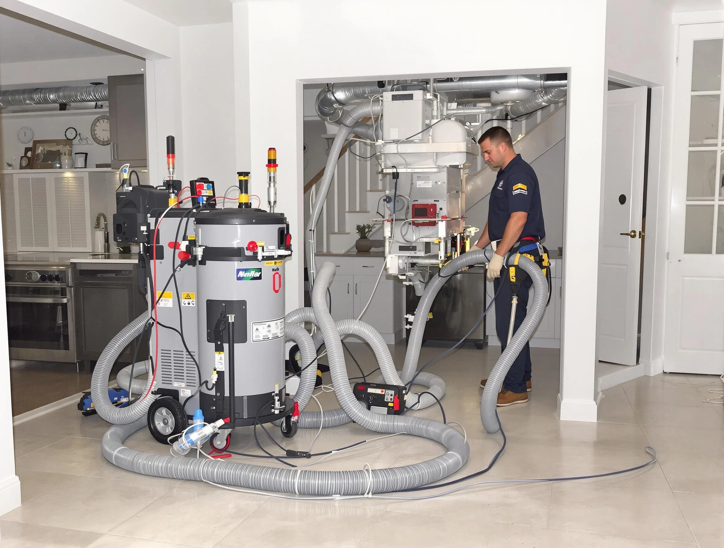 Hiram Air Duct Cleaning technician operating negative pressure cleaning equipment for thorough duct maintenance in Hiram