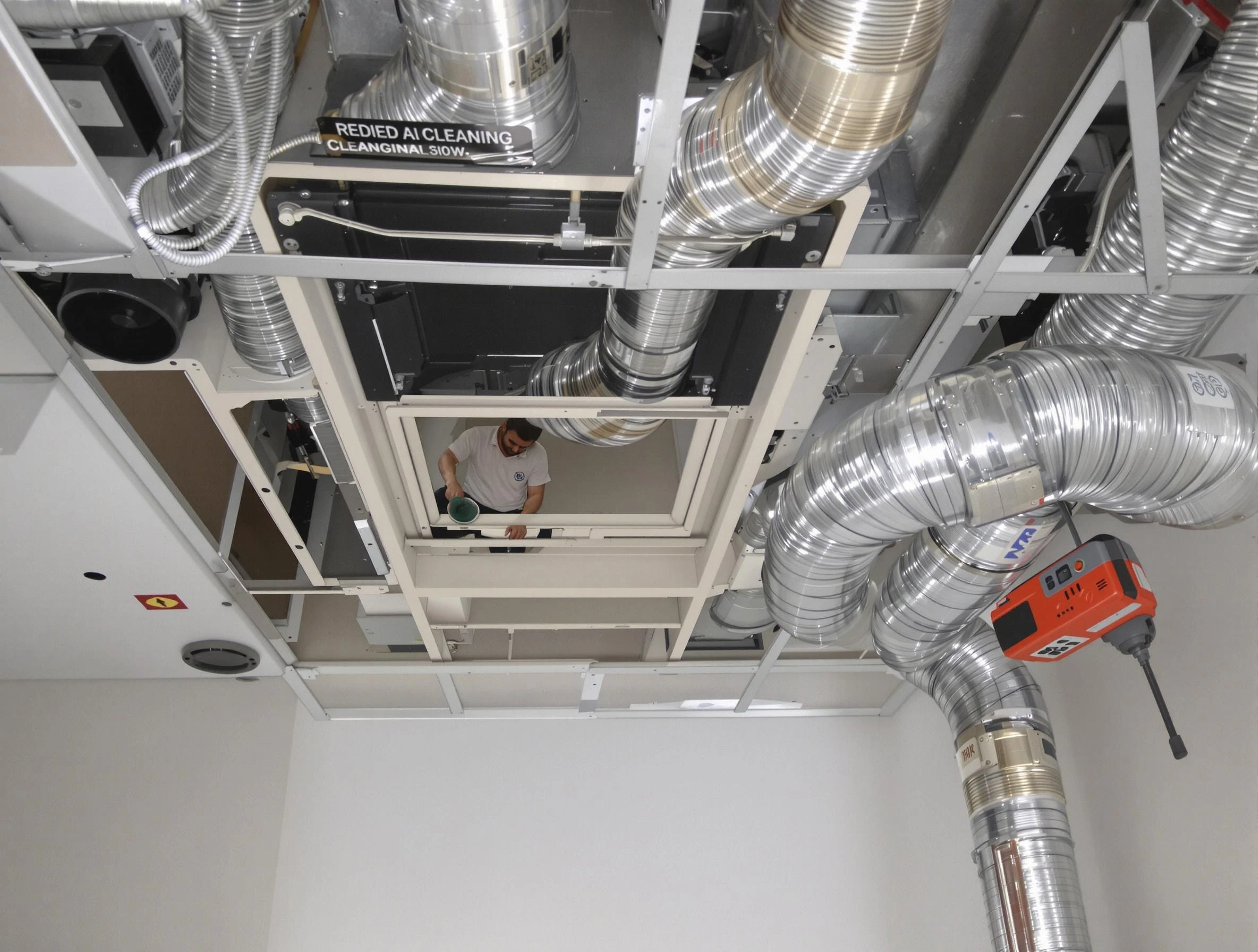 Hiram Air Duct Cleaning technician performing detailed central duct system cleaning in Hiram