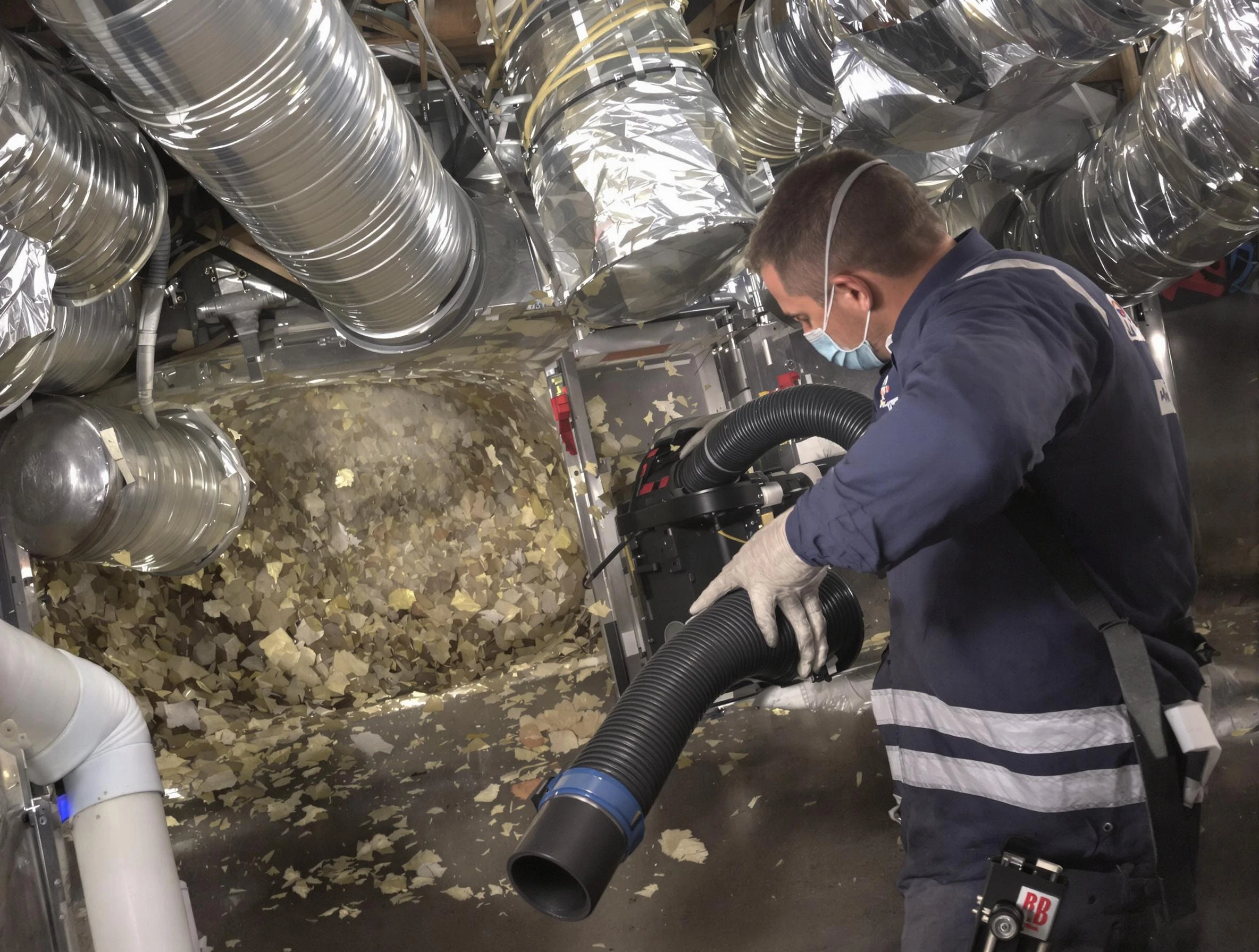 Hiram Air Duct Cleaning specialist operating negative pressure cleaning equipment for thorough duct maintenance in Hiram